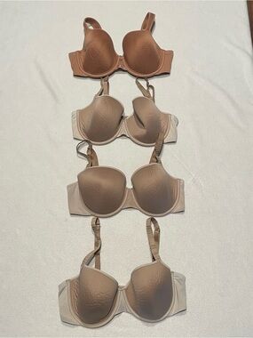 4ThirdLove Bras, Nude Toned, 3 t-shirt bras and 1 full coverage, 36 D